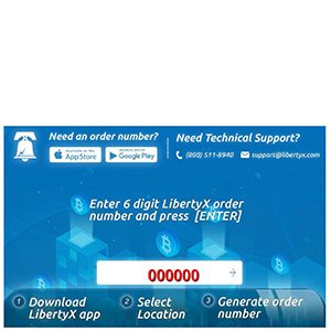 Buy Bitcoin On The ATM screen - Enter 6 digital order number and press enter