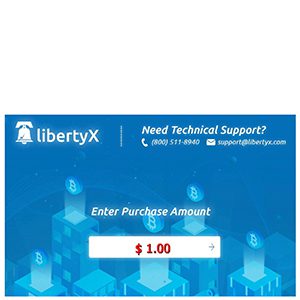 Buy Bitcoin On The ATM screen - enter purchase amount LibertyX