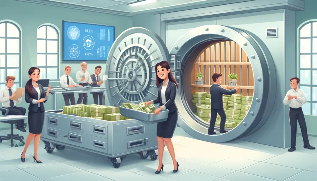 cheerful images depicting cash vaulting