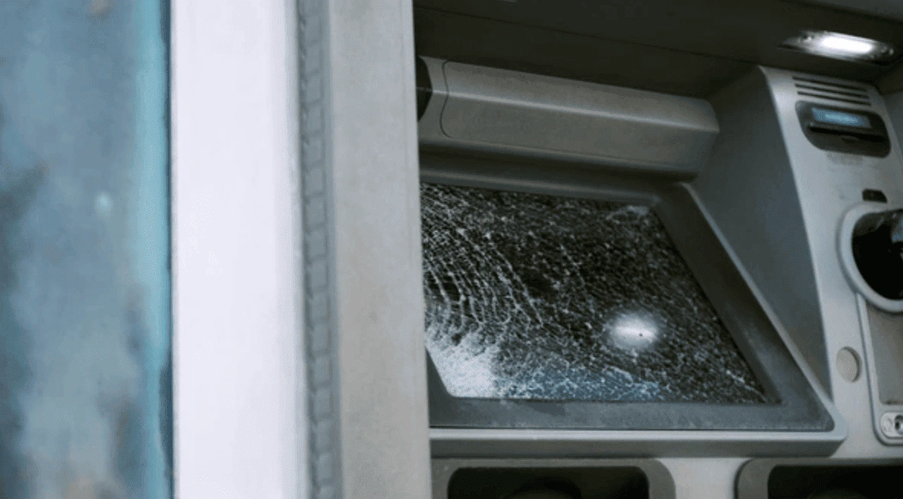 atm destroyed from smash and grab attacks