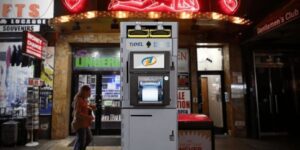 smart safe in front of an adult toy store